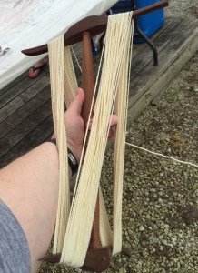 Winding the yarn into hanks to soak and dye.